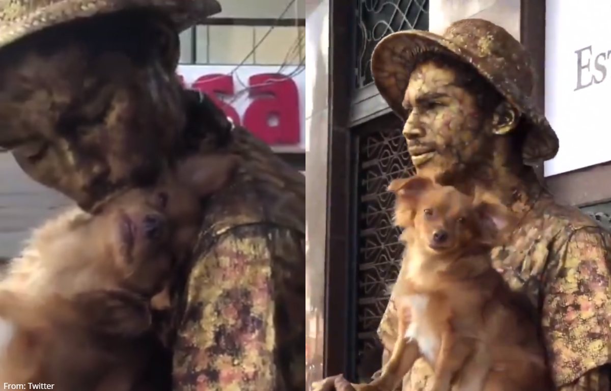 Video viral de Perro estatua que ayuda a su dueño
