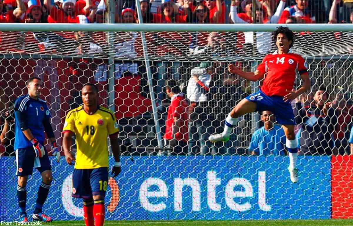 Jugador chileno calienta el partido contra la Selección Colombia