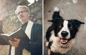 Sacerdote lleva a su perrito a misa y enternece las redes