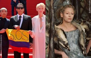 La Bruja Blanca de Crónicas de Narnia sacó bandera colombiana en Cannes