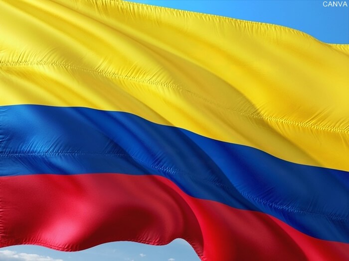 Bandera ondeando de Colombia