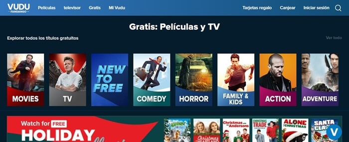 Pantallazo pagina vudutv para ilustrar Las mejores aplicaciones para ver películas gratis