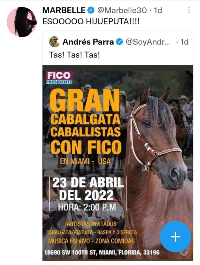 Print de Twitter con comentario de Andrés Parra
