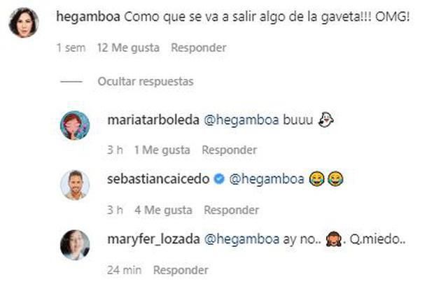 Sreenshot de los comentarios que le hicieron a Sebastián Caicedo en Instagram