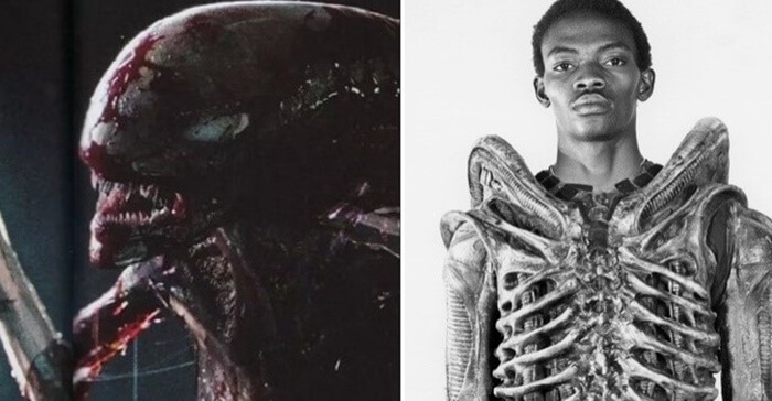 Collage de Alien y la persona que lo interpréto