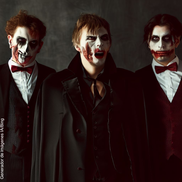 Foto de 3 hombres disfrazados de vampiros
