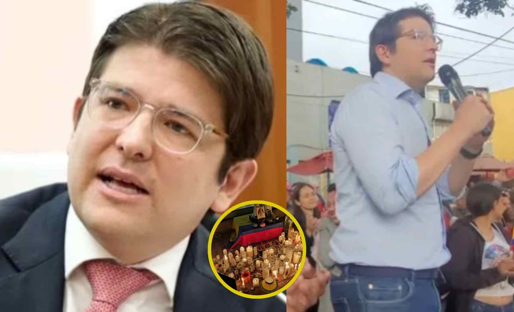 altar de Miguel Uribe frente a la Fundación Santa Fe esta en llamas