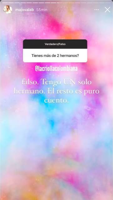 Print de historia en las redes sociales de la hija de Jota Mario Valencia