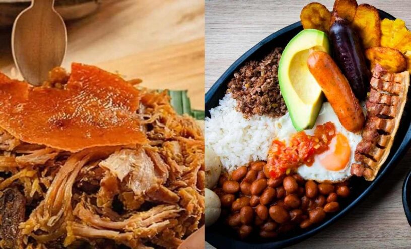 cuál plato colombiano, la bandeja paisa o la lechona tiene más proteína.