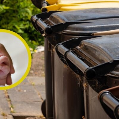 bebé en un bote de basura en Usaquén