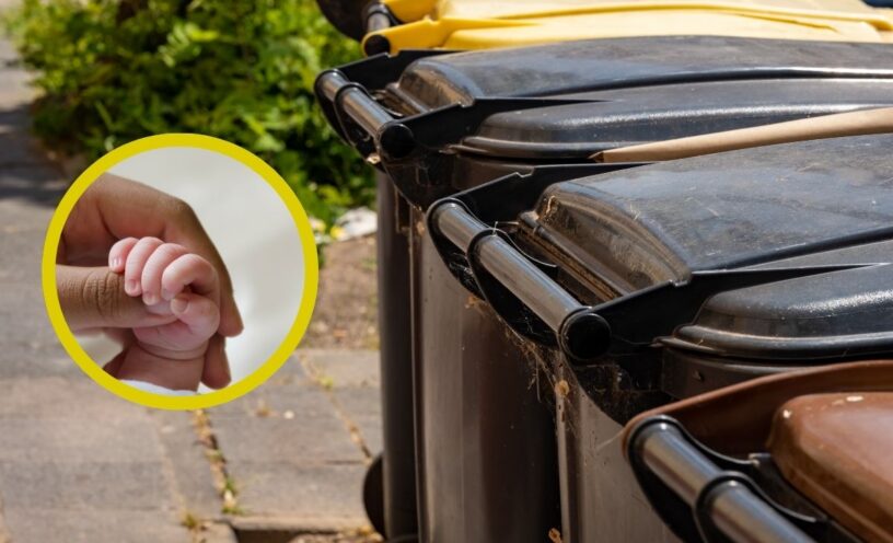 bebé en un bote de basura en Usaquén