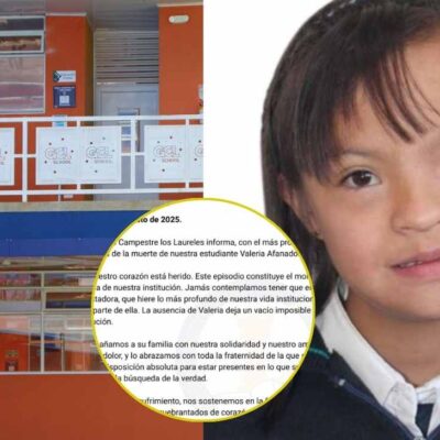 colegio se pronunció tras la muerte de Valeria Afanador