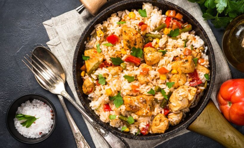 cómo preparar arroz con pollo