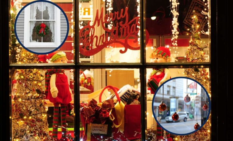 decoración de ventanas para Navidad