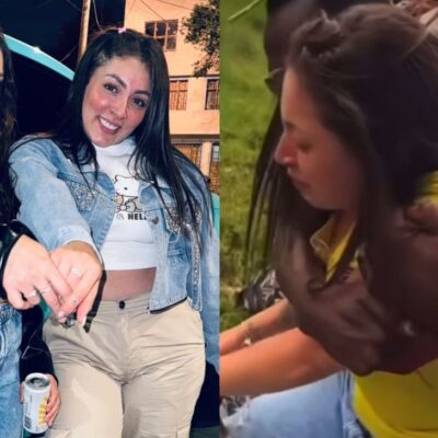 esposa de Epa Colombia llorando frente a la cárcel