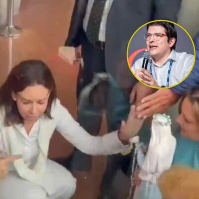 momento que vivió la esposa de Miguel Uribe con personas frente a la clínica
