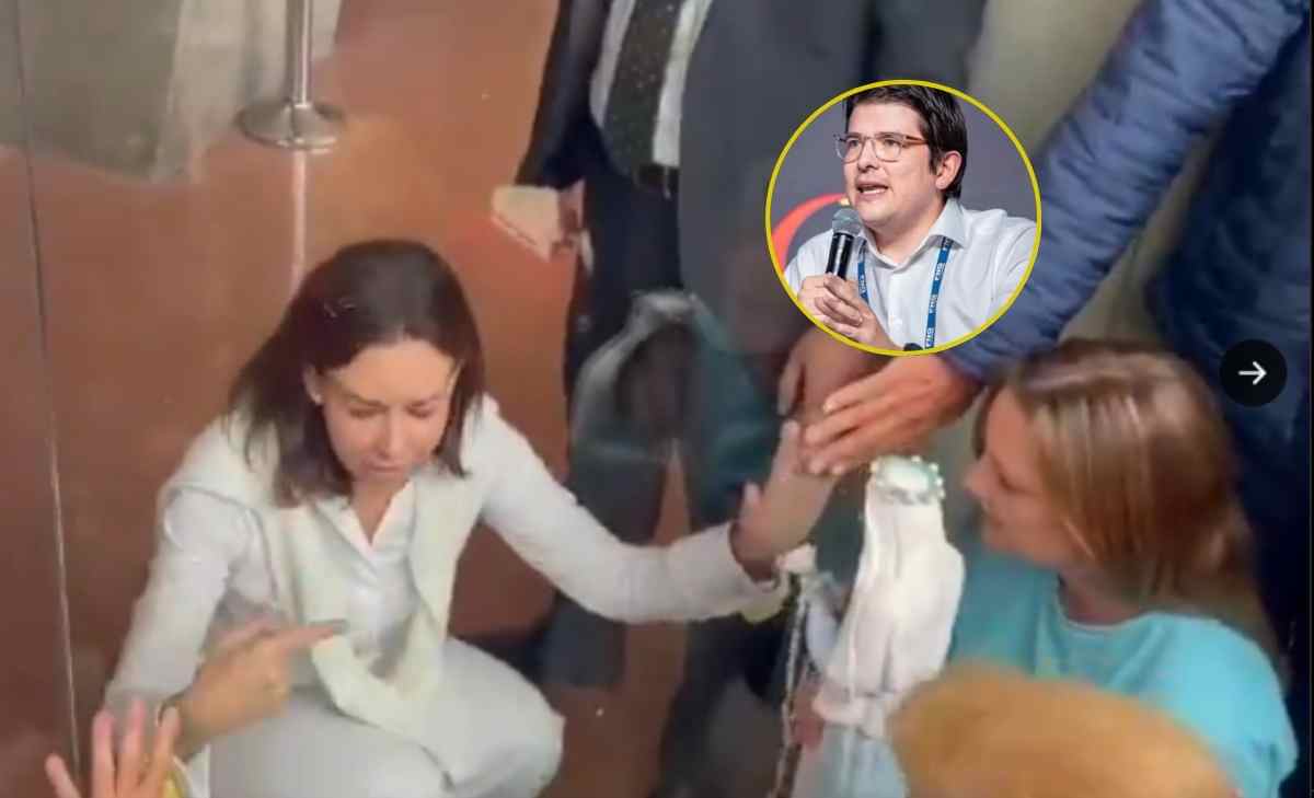 momento que vivió la esposa de Miguel Uribe con personas frente a la clínica