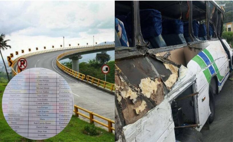Lista fallecidos accidente Quindío