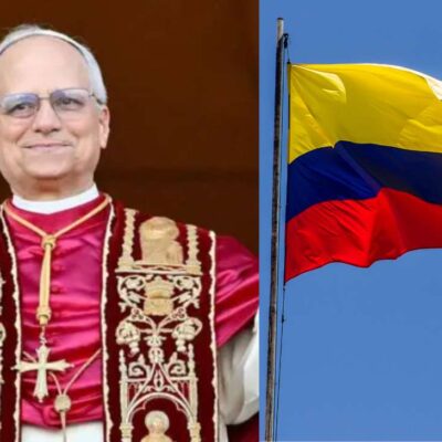 Foto del nuevo papa, León XIV, cuando visitó Colombia