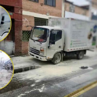 furgón se incendió con un cable de electricidad en Bogotá
