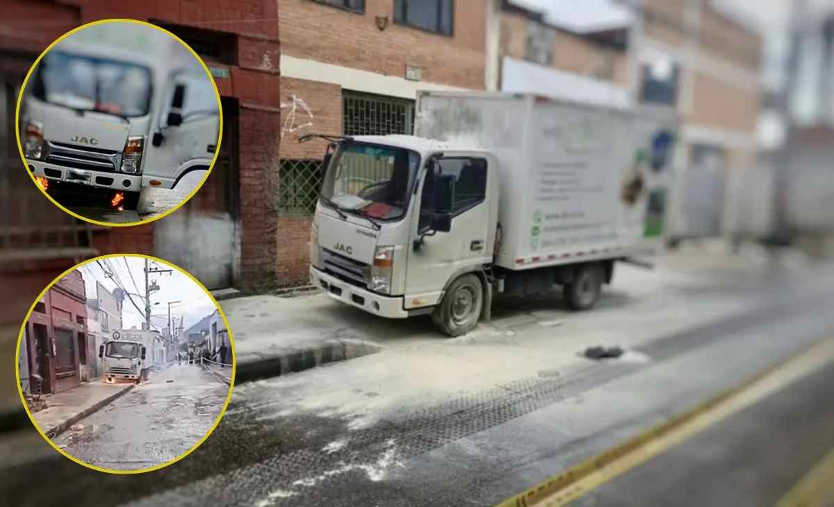 furgón se incendió con un cable de electricidad en Bogotá