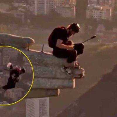 hombre saltó desde el Cristo Redentor en Brasil