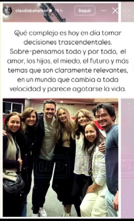 mensaje de Claudia Bahamón en redes tras las fotos de Simón Brand con otra mujer