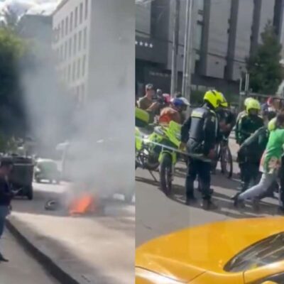Imágenes del robo que terminó en balacera cerca al parque de la 93