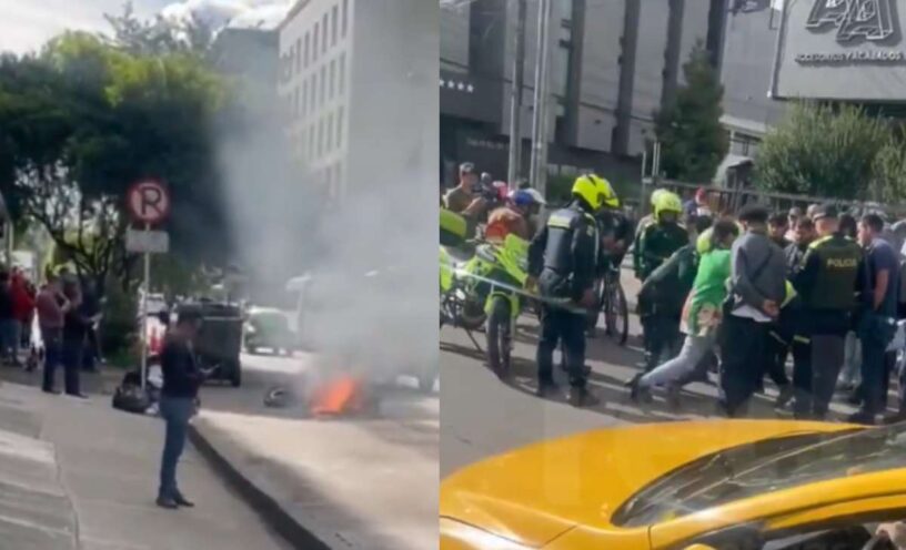 Imágenes del robo que terminó en balacera cerca al parque de la 93