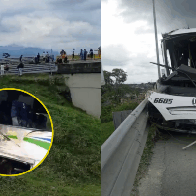 Imágenes estado del bus luego de chocar