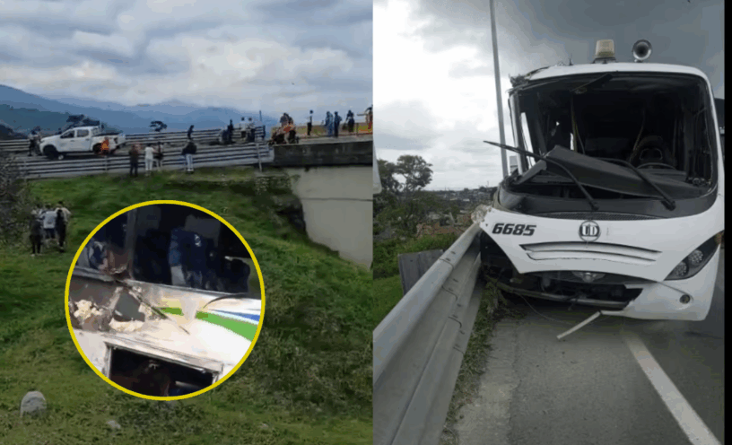 Imágenes estado del bus luego de chocar