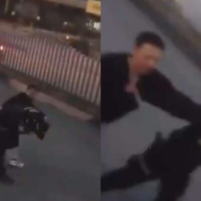 hombre agredió a Policía en plena vía