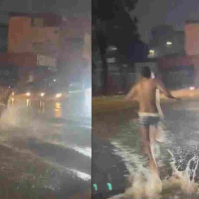 joven nadó en la calzada de Transmilenio