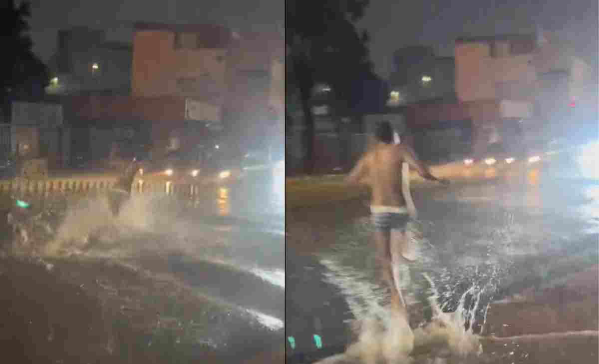 joven nadó en la calzada de Transmilenio