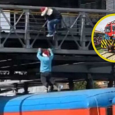 jóvenes saltaron al techo del Tren de la Sabana