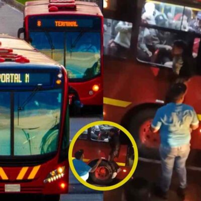 ladrón quedó colgando y sin pantalón frente a todos los pasajeros