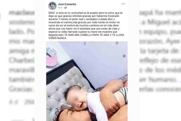 mensaje del padre a su bebé fallecida en un accidente de tránsito