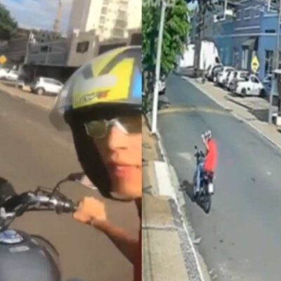 Un motociclista iba tomando una selfie y se estrelló