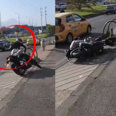 motociclista se salvó de un grave accidente