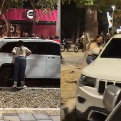 Mujer descubrió a su pareja siéndole infiel y cogió a “ladrillazos” el carro