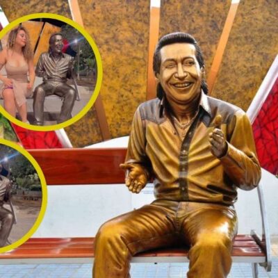 Mujer generó polémica por video haciendo vulgar gesto en la estatua de Diomedes Díaz