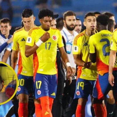 mujer que se quedó dormida en el partido de Colombia