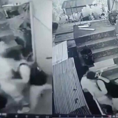video muestra como una pareja cae de un segundo piso y la mujer pierde la vida
