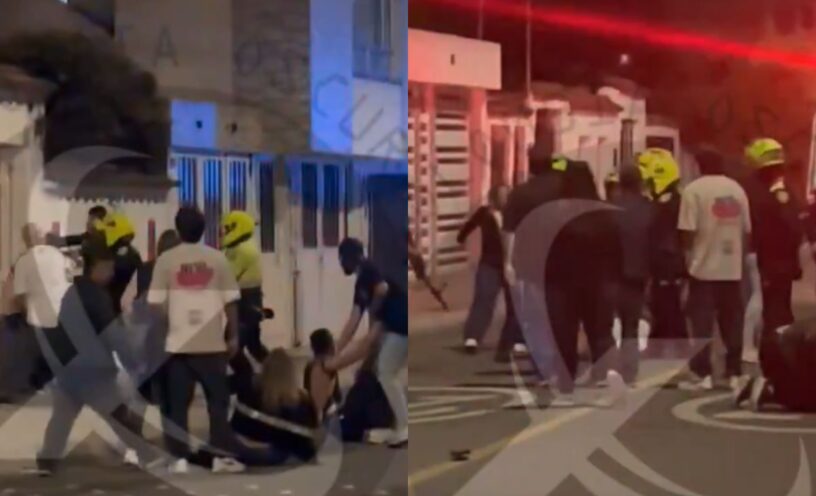 pelea entre policías y personas borrachas en Kennedy