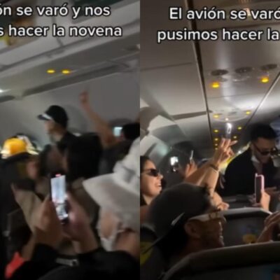 rezaron la novena en un avión