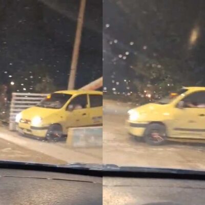 taxista cruzó puente peatonal
