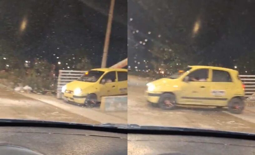 taxista cruzó puente peatonal