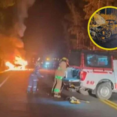 Un carro se incendió en la vía Bogotá-Villavicencio