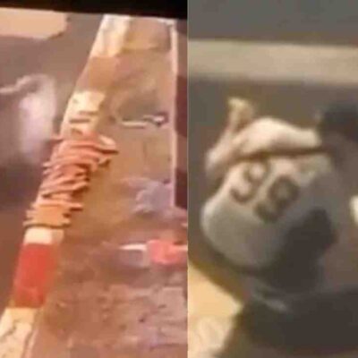 video muestra como un vendedor lava chorizos en el agua de un charco en Bogot