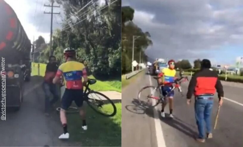 video de conductor de mula pegándole a ciclista